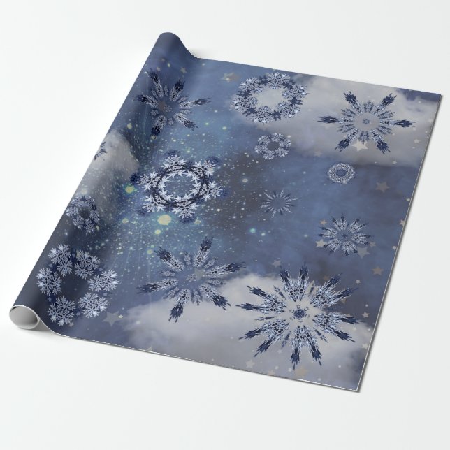 Regalo Papel de relleno de nieve azul (Desenrollado)