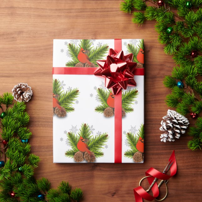 Regalo Papel de relleno de pájaros del cardenal navidad (Regalo de vacaciones)