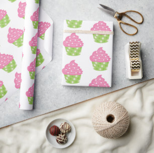 Regalo Papel de relleno de pasteles rosa y verde