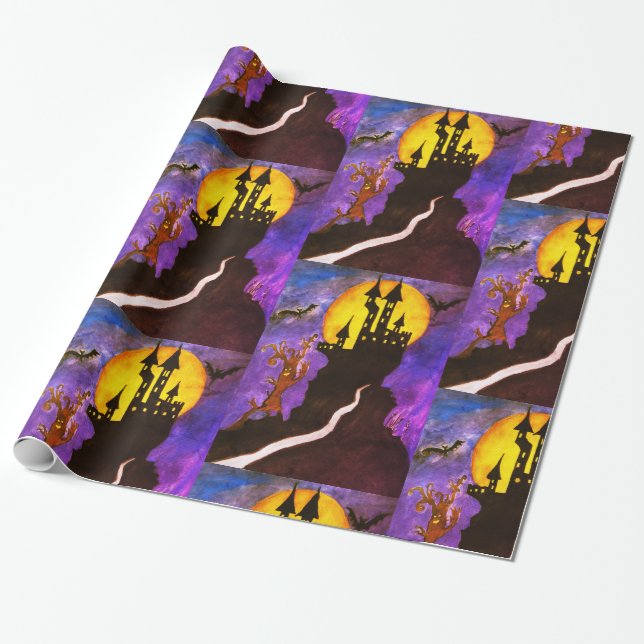 Regalo Papel de relleno del castillo de Halloween (Desenrollado)