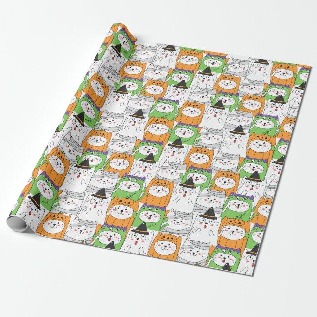 Regalo Papel de relleno para gatos de Halloween (Desenrollado)