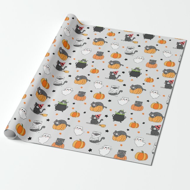 Regalo Papel de relleno para gatos de Halloween (Desenrollado)