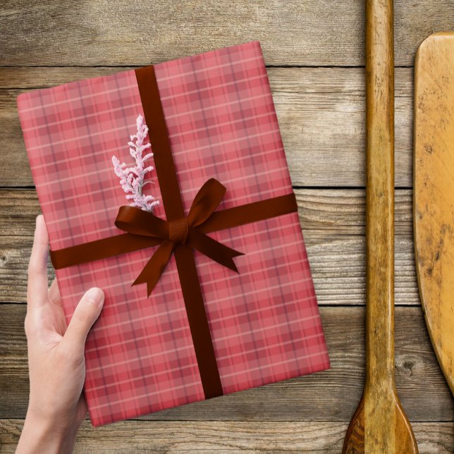 Regalo Papel de relleno para Navidades rojos clásicos (Red Plaid Gift Wrap)