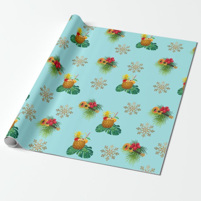 Regalo Papel de relleno para Navidades tropicales (Desenrollado)