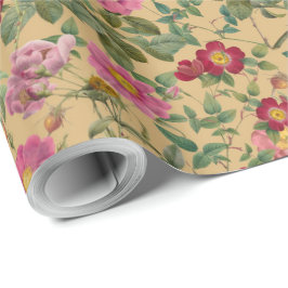 Regalo Papel de Rosa Silvestre Vintage en Beige Miel Cáli