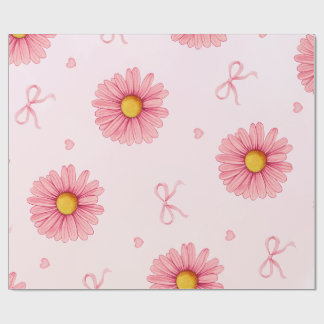 Regalo Papel de seda con flores rosadas, lazos y corazone