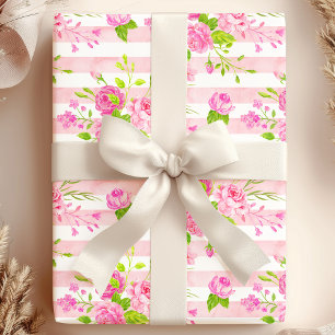 Regalo Papel de seda con rosas inglesas acuarela en rosa