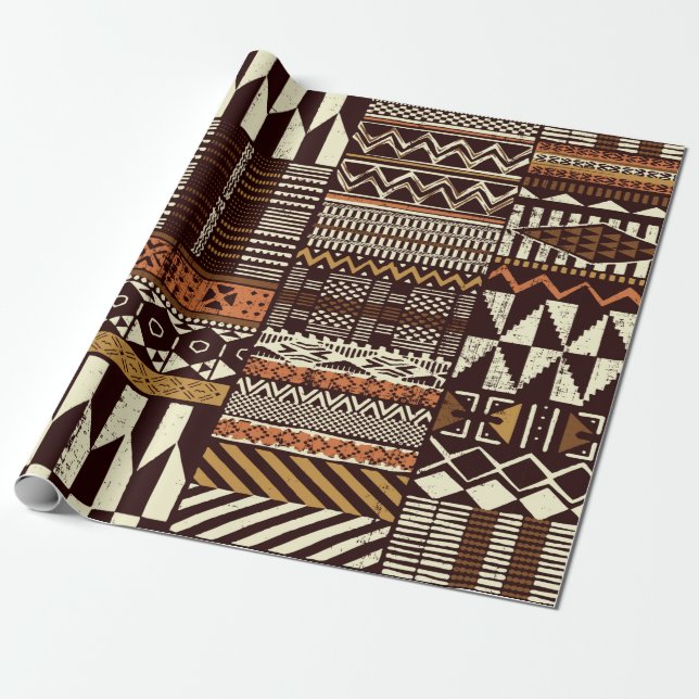 Regalo Papel de tejido al estilo tribal africano, abstrac (Desenrollado)