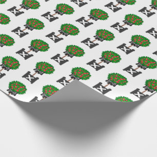 Regalo Papel de tejido negro rojo topioso del árbol de Ap