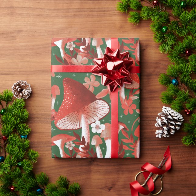 Regalo Papel de tejido rojo y verde para hongos (Regalo de vacaciones)