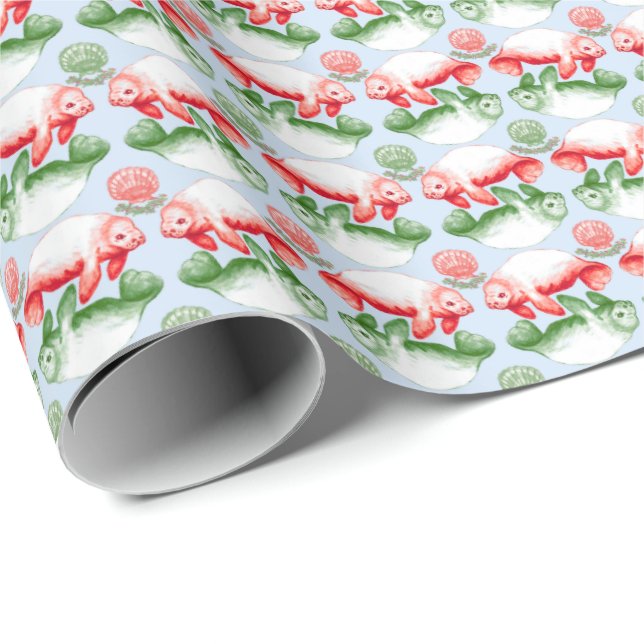 Regalo Papel de vacaciones de manatí  (Esquina del rollo)