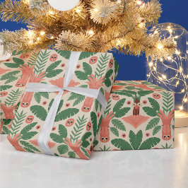 Regalo Papel decorativo con un patrón de verde estilizado