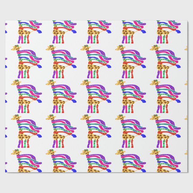 Regalo Papel del abrigo de la jirafa de las felices (Superficie plana)