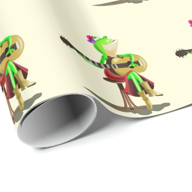 Regalo Papel divertido envuelto con guitarra de rana (Esquina del rollo)