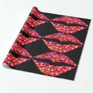Regalo papel envolvente de labios amorosos