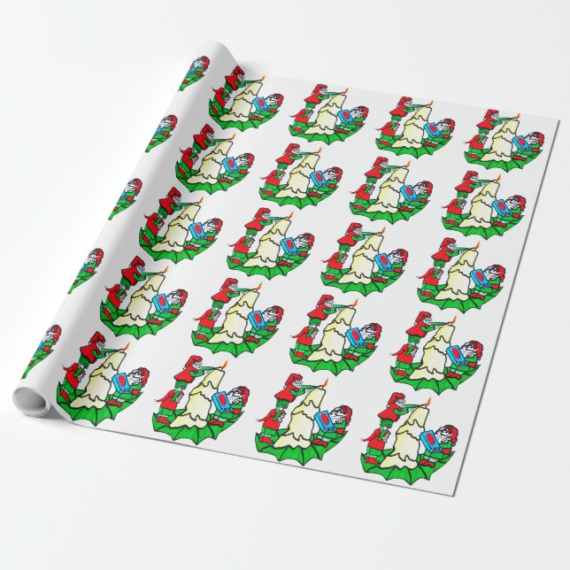 Regalo Papel envolvente DECORADO DE LOS ELVOS (Desenrollado)