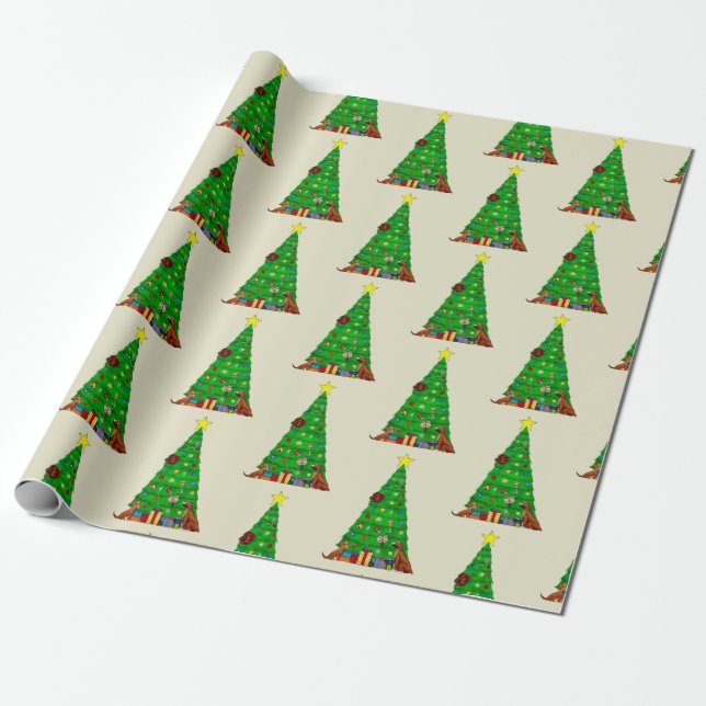 Regalo Papel envolvente del árbol de Navidad de perro (Desenrollado)