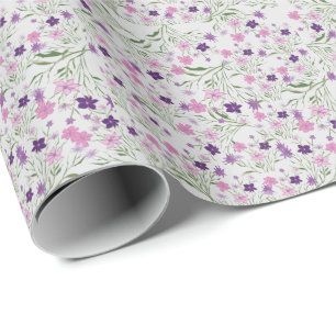 Regalo Papel envuelto Boda de flores de pradera rosada