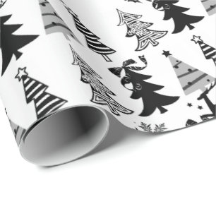 Regalo Papel envuelto de árboles de Navidad Gris blanco n