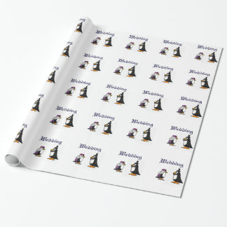 Regalo Papel envuelto de Boda de Novia y Groom Pingüino