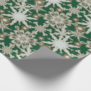Regalo Papel envuelto de copos de nieve con oro helado