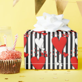 Regalo Papel envuelto de corazones de San Valentín rojo b