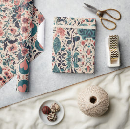 Regalo Papel envuelto de corazones de vintage floreciente