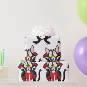 Regalo Papel envuelto de gato de vampiro aterrorizado
