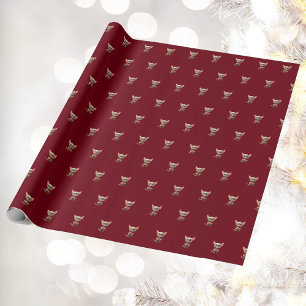 Regalo Papel envuelto de gato para Navidades de manos roj