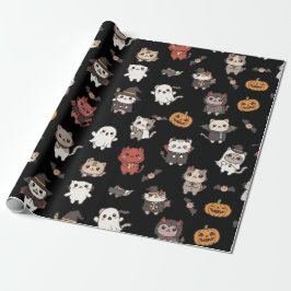 Regalo Papel envuelto de gatos de Halloween aburridos y e