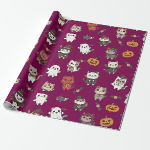 Regalo Papel envuelto de gatos de Halloween aburridos y e