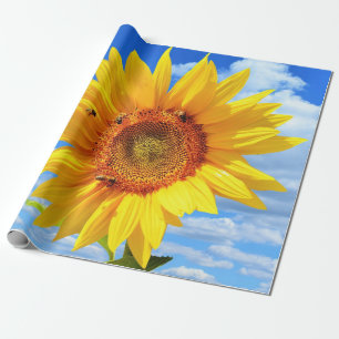 Regalo Papel envuelto de girasol amarillo y abejas