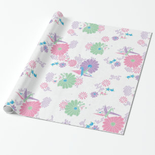 Regalo Papel envuelto de grúa y flores de origami