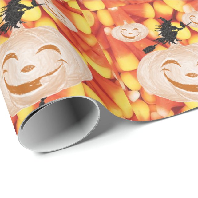 Regalo Papel envuelto de Halloween, calabaza (Esquina del rollo)