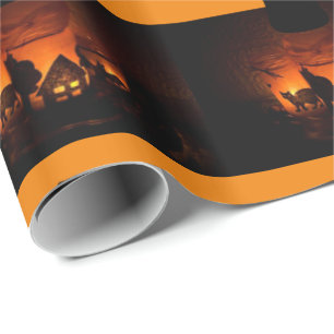 Regalo Papel envuelto de Halloween, gato negro