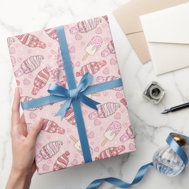 Regalo Papel envuelto de helado retro San Valentín (Regalar)