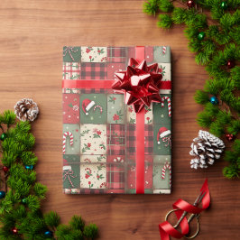 Regalo Papel envuelto de los Navidades de Quilt de patchw