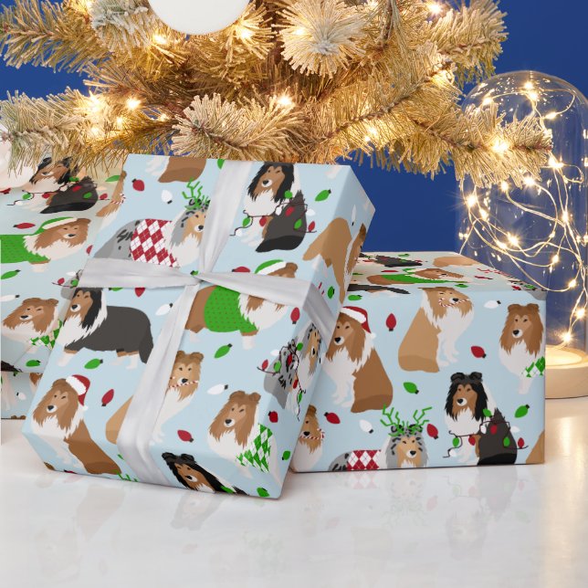 Regalo Papel envuelto de los navidades Sheltie Shetland S (Vacaciones)