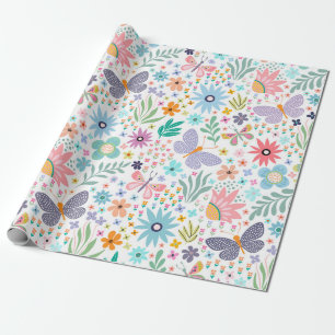 Regalo Papel envuelto de mariposas coloridas