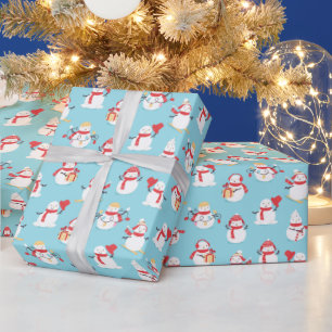 Regalo Papel envuelto de muñecos de nieve