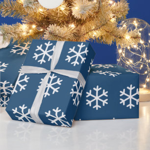 Regalo Papel envuelto de Navidades azules de copo de niev