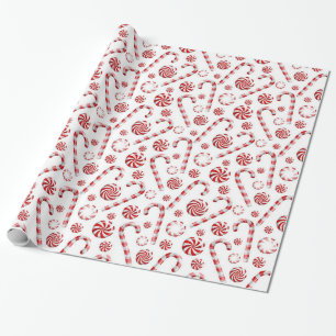 Regalo Papel envuelto de Navidades de menta blanca roja
