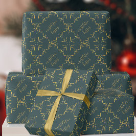 Regalo Papel envuelto de Navidades Mistletoe verdes y dor