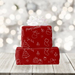 Regalo Papel envuelto de Navidades rojos festivos