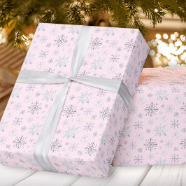 Regalo Papel envuelto de Navidades rosados copos de nieve