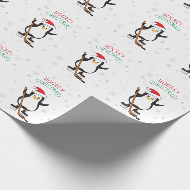 Regalo Papel envuelto de pingüino para Navidades de hocke (Esquina)