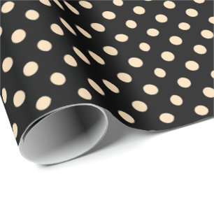 Regalo Papel envuelto de puntos de polka de crema negra