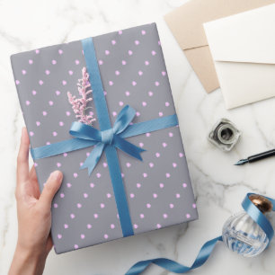 Regalo Papel envuelto de puntos de polka gris y rosa