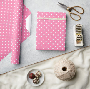 Regalo Papel envuelto de puntos rosados de polka