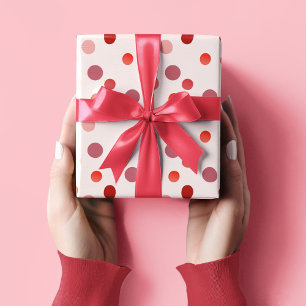 Regalo Papel envuelto de puntos rosados y rojos de polka